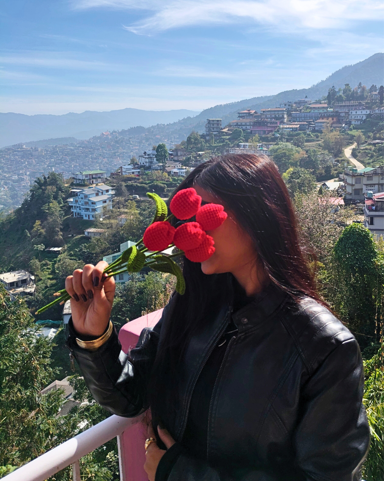 red crochet tulip bouquet handmade