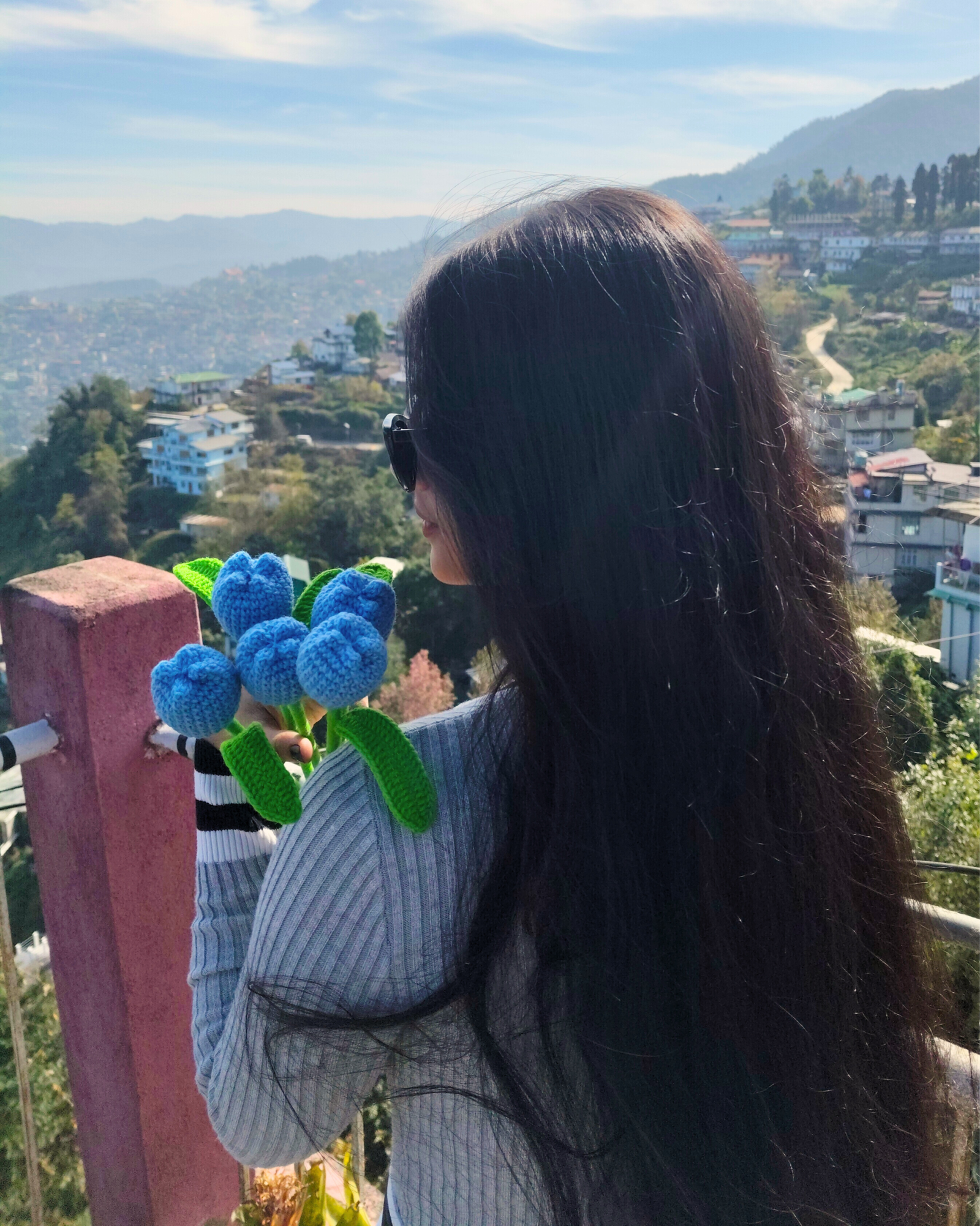 Blue Crochet Tulip Flower - Image 3