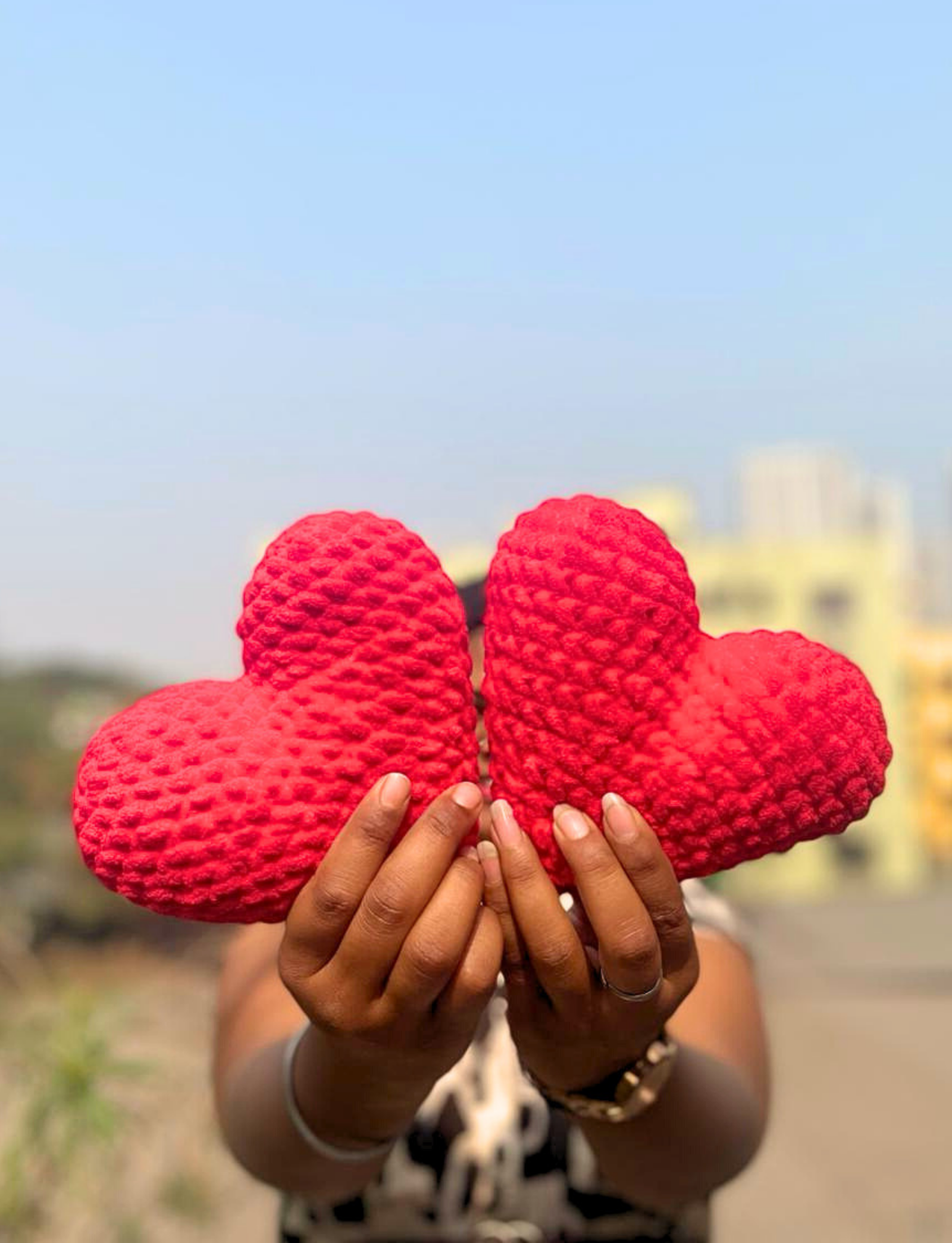 Handmade crochet heart plush by Tenderly Handmade, cute heart soft toy gift for girlfriend, valentine and handmade gift India