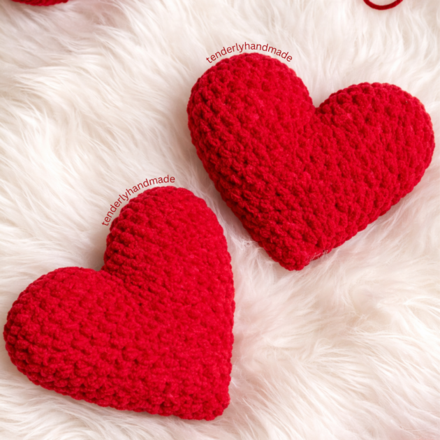 Handmade crochet heart plush by Tenderly Handmade, cute heart soft toy gift for girlfriend, valentine and handmade gift India